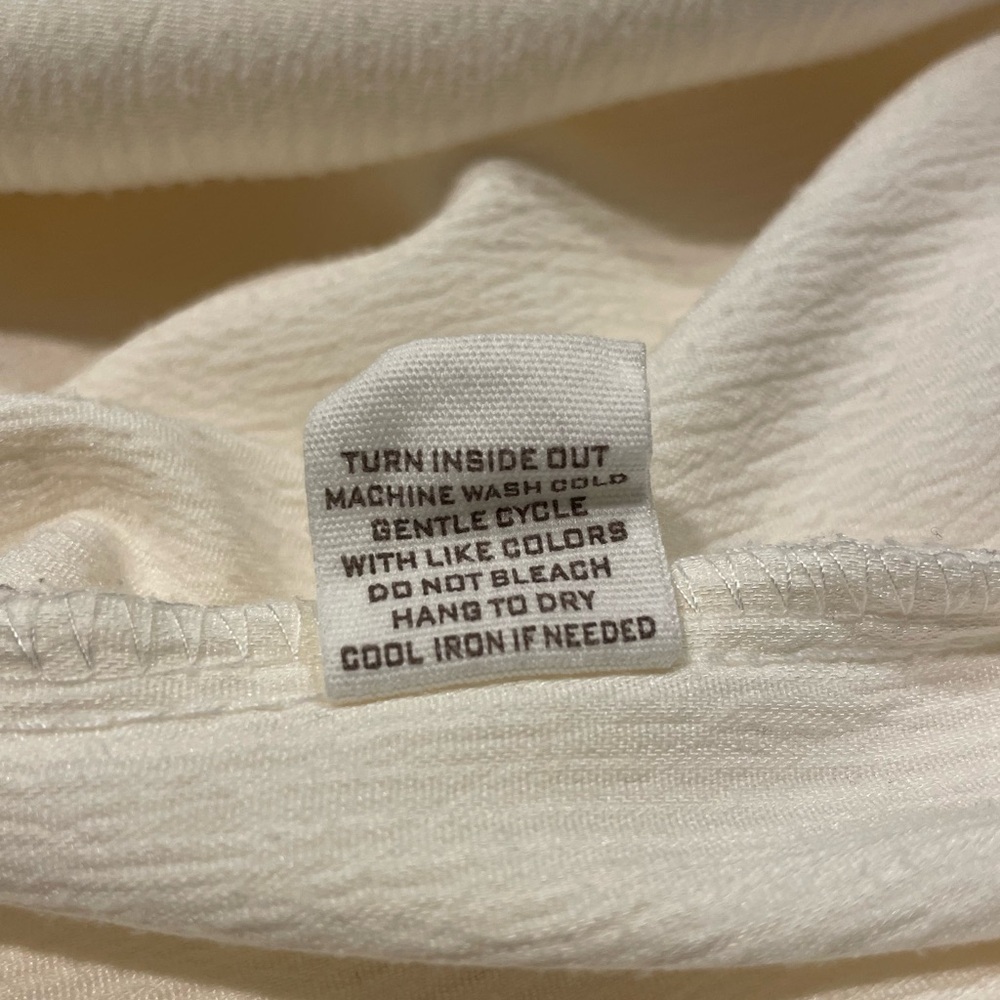Cream Ribbed Button Up Shirt Medium - Picture 6 of 6